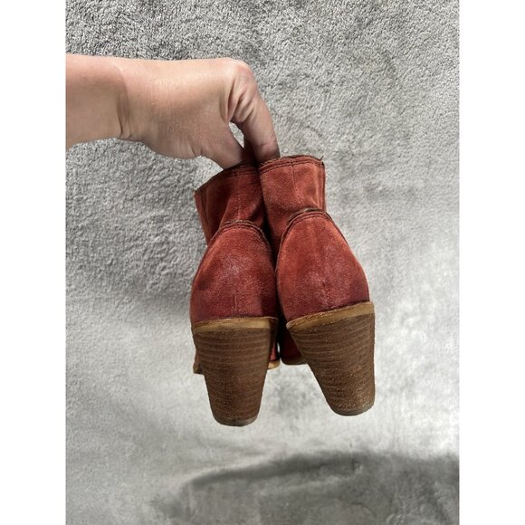 Sofft Women’s 11 Taylie Spice Red Suede Leather Casual Zip Ankle Boots Cowboy - Picture 6 of 8